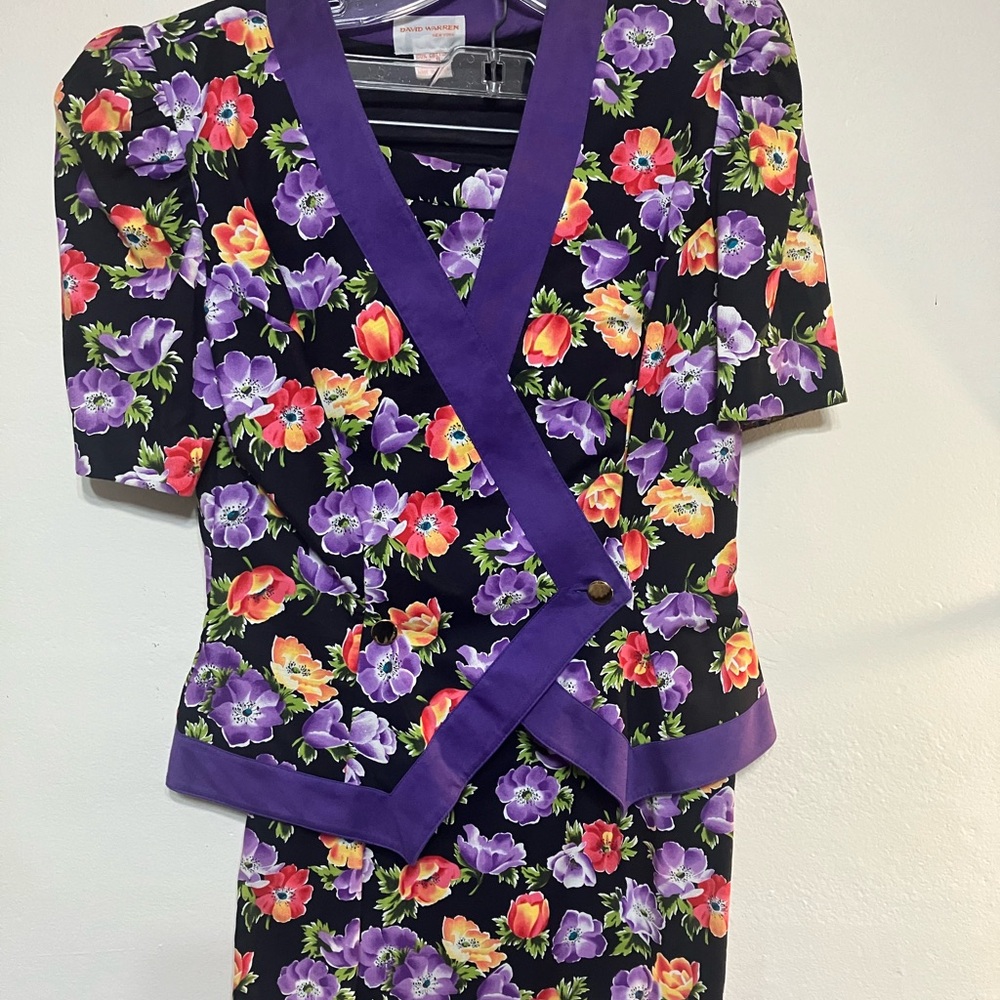 Vintage 1980’s f David Warren floral skirt suit 8